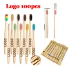 Toothbrush Customized 100Pcs Bamboo Toothbrushes For Kids Adults EcoFriendly Products Biodegradable Resuable Wooden Soft Tooth Brush