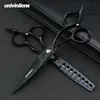 Trimmer Univinlions 6 "헤어 가위 Black Barber Clippers Barber 가위 미용사 미용사를위한 전문 이발사 키트