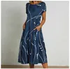 Kleider Sommerkleid Damen Sommer Sexy Midi Plus Size Casual Lose Kurzarm Bedrucktes Langes Kleid P230530