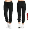 Spodnie damskie Capris Solid Jogger Cargo wielopasmowy sznurka elastyczna talia kobiet sportowy streetwear swobodny długi spodni 230530