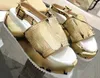 Sandália Raffian Flatform 2023 Cor Natural Elegante Textura Sofisticada de Sapatos Femininos Casuais Tecidos