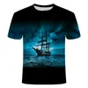 Herren-T-Shirts, dunkelblaues fluoreszierendes Hemd, 3D-Druck, schwarzes quadratisches T-Shirt, Sommer, kurzärmelig, unregelmäßig, für Männer und Frauen