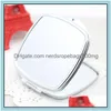 Other Housekeeping Organization Diy Makeup Mirrors Double Sided Sublimation Blank Plated Aluminum Sheet Girl Gift Cosmetic Compact Dhham