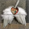 Juldekorationer 2023 Ny Angel Wing Sublimation Blank Feather Xmas Hanging Ornament Room Decor Drop Delivery Home Garden Festi DH5SK