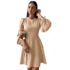 Casual Dresses 2023 Winter Fashion Women's Lantern Sleeve Long A-line DressFashion Loose Women Fall Clothes Green Mini For Dress