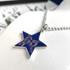 2023 Nueva joyería de diseño pulsera collar anillo Chaopai antigua personalidad familiar hip hop versátil clásico estrella de cinco puntas estilo azul esmalte