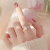 Band Rings Luxury Zircon Flower Opening Rings for Women Cubic Zirconia Rose Cherry Blossom Tulip Adjustable Finger Ring Wedding Jewelry J230531
