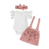 Girl's Dresses Baby Newborn Infant Baby Girl Clothes Set Knitted Romper Strap Dress Skirts Summer Costume Clothing