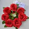 Fleurs décoratives Rose Blanche Fleur Artificielle Pour La Décoration De Voiture De Mariage 9pcs Roses 2pcs 1.6m Long Gaze Bonnet Rubans Capuche Soie