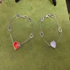 2023 Nouveaux bijoux de créateur bracelet collier bague ancien amour des femmes bleu rouge émail Peach Heart Braceletnouveaux bijoux