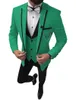 Costumes pour hommes Coupe ajustée Costume d'affaires décontracté 3 pièces pour hommes: Tuxedos à revers gris vert ivoire pour hommes d'honneur pour les mariages formels (Blazer