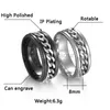 Band Rings Letdiffery Cool Stainless Steel Rotatable Men Ring High Quality Spinner Chain Punk Women Jewelry for Party Gift J230531