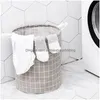 Storage Baskets Toy Organizer Clothing Box Foldable Waterproof Laundry Basket Plaid Dirty Clothes Washing Bag Dh1337 Drop Delivery H Dhpmt