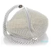 Diamond Clutch Evening Bags Chic Pearl Round Shoulder Bags for Women Handbags Wedding Party