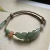 Flera naturliga Jadeite Light Oil Sapphire Armband Woven Armband Jade Armband