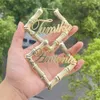 Hoop Huggie 3umeter Square Bamboo Naam oorbellen Hip Hop Letter Oorbellen Dames