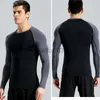 Herr t-shirts fitness skjorta män t-shirt sport kompression lång ärm tät kroppsbyggande t-shirt som kör kroppsbyggare gym kläder män snabb torr j230531