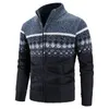 男性用セーターメンカーディガン冬のセーターコート高品質の厚い暖かいカジュアルスリムフィットスタンドアップカラージャケット3xl