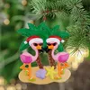 Maxora Flamingo Birds Vacation Couple Personalized Christmas Ornaments Write Own Name For Lover Valentine Day Gifts