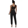 Spårar Kvinnors 2-delade avslappnad set Vest Crop Top+Pants Jogging Pants Gym Sportswear Street Clothing P230531