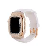 Diamond Encrusted Case Liquid Silicone Integrated Fashion Cover fit Strap Band Bracelet Straps Bands Watchband for Apple Watch Series 4 5 6 7 8 iWatch 44mm 45mm