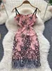 Casual Dresses Romantic Women's Lace Body Party Elegant High midje Spaghetti Strap Pink Mini Dress Vestidos P230530