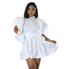 Casual Kleider Europa und Amerika Geburtstag Otfits für Frauen Sommer Einfarbig Puff Sleeve Party Nachtclub Mode Sexy Damen Kleid