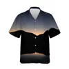 Mäns casual skjortor Jumeast 3D -estetik Hawaiian Men's Overdimensionerad Dusk Collection Summer Short Sleeve Shirty mysiga blueskläder