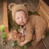 Kläder sätter lurviga babybjörn Rompers Footed Jumpsuit Hat 2st Mink Hair Infant Boy Girl P Ography Costumes P O Props 230531