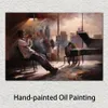 Duże ręcznie robione impresjonistyczne płótno sztuka Willem Haenraets Malowanie muzyki i panoramę do biurowej sztuki ściennej