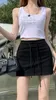 Saias Cintura elástica Mini mulheres amarrar bainha bodycorn shorts shorts de streetwear sexy clubwear slim elegante y2k meninas