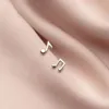 Stud -oorbellen MloveACC 925 Sterling zilveren kleine schattige, schattige kleine muzikale symbool vorm asymmetrische mode -sieraden voor vrouwen tienermeisjes