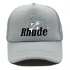 ユニセックスRhudeコレクション野球帽アウトドアカジュアルグリーンメッシュパッチワーク野球刺繍ハットファッション