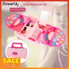 Ensembles de maquillage princesse pour enfants, ensemble de maquillage pour filles, sac cosmétique de sécurité, 56 pièces, non toxique, beauté, cheveux, visage, Salon de manucure, jouet, outils de maquillage