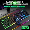 Combos Myszka klawiatury Zestaw Myszy przewodowej i klawiatury Rainbow Lotlight Gaming Komputer Wodoodporna klawiatura Odpowiednia laptop na komputery PC