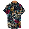 Мужские повседневные рубашки 3d гавайская рубашка мужская череп с мирями Уникальный печатный наносящий пуговица в модном рукаве короткая топ 5xl