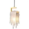 Chandeliers Led Pendant Lamp Bedroom Bedside Chandelier Modern Minimalist All Copper Light Luxury Line Single Head Background Wall Crystal