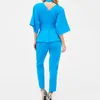 Macacões Femininos 2023 Primavera Verão Moda Feminina Elegante Office Lady Workwear Casual Sexy Decote em V Profundo Romper Babado Macacão Plus Size