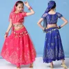 Bühnenkleidung Mädchen Bauchtanz Tänzerin Kleidung Bollywood Kostüme für Kinder Kind Sexy Kleidung Orientalischer Hirsch
