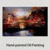 Amsterdam Canvas Art Handmade Willem Haenraets Painting Impressionist Landscape Artwork for Home Wall Decor