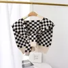 Scarves 2023 Spring And Summer All-Match Shoulder Strap Air Conditioning Room Black White Plaid Shawl False Collar