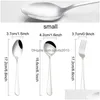 Besteck-Sets 3 teile/satz Runde Oval Löffel Edelstahl Sier Gabel Scoop Set Dessert Gabeln Kaffee Teelöffel Reise Geschirr VT1535 D Dh8Pk