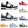 Mens Women Designer Trainer Casual Shoes Black Whit Denim Green Sky Blue Red Yellow Grey Leather Suede Rubber Luxury Walking Sports Men Sneakers Trainers RG25