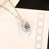 Catene Collane girocollo con zirconi in argento sterling 925 alla moda Ciondoli CZ con diamanti lucidi semplici per gioielleria raffinata da donna