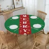 Table Cloth Santa Claus Snowflake Tablecloth Round Elastic Oilproof Christmas Cover For Banquet