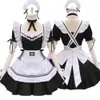 Motyw Kobiet Maid Strój anime długie czarno -białe sukienki japońska urocza sukienka Lolita Cosplay Cafe Fartuch Costume 230530