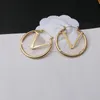 18k Gold Plated Luxury Brand Designers Letters Stud Clip Geometric V Letter Women 925 Silver Crystal Rhinestone Earring Wedding Party Jewelry