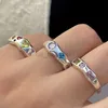 Bandringar 2023Korean Opal Oregelbundna ringar Pink Zircon Natural Stone Girl Bröllop Förlovningsringar Opal Crystal Y2K Rings Eesthetiska smycken J230531