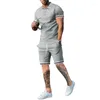 Tracksuits voor heren heren Rapel kraag vaste kleur Casual Polo shirt met korte mouwen Polo Shirt Drawing Sport vijfpunts broek Twee-delige set