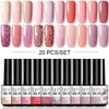 Klänningar lilycute 20st/set gel nagellack populärt färg rosa rosguld semi permanent manikyr blöt av uv nagelkonst gelpolsk kit